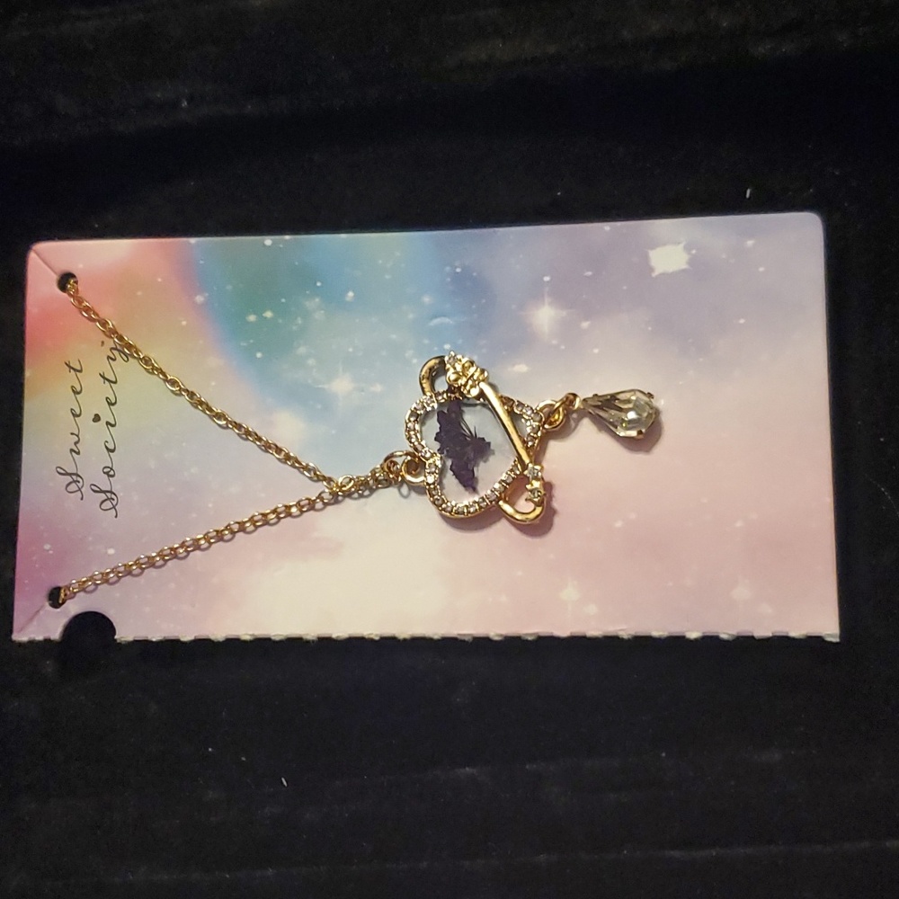 Purple Dried Flowers Locket Necklace by Hot Topic [Free gift w/ purchase]